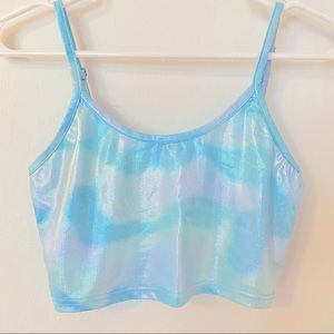 Light Blue Holographic Crop Tank Top